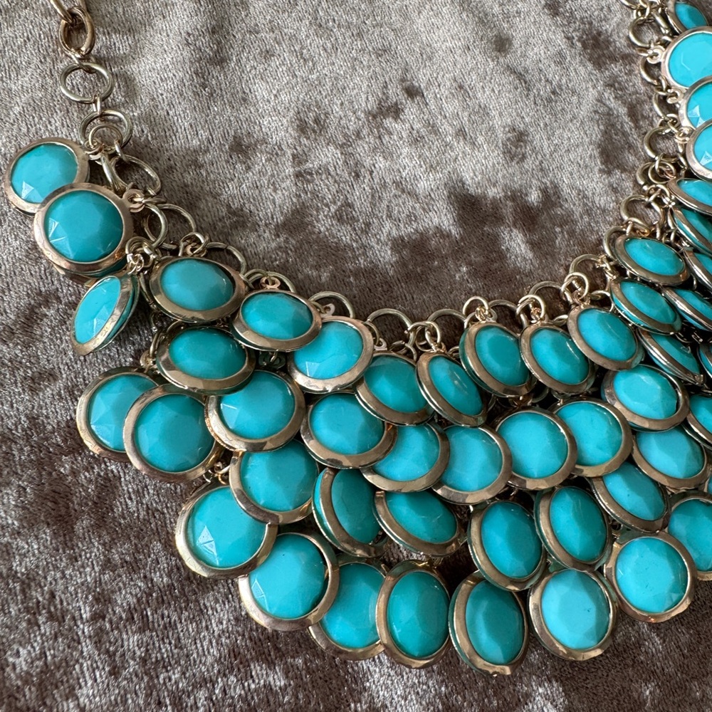 Vintage Lily Wang Gold and Turquoise Statement Necklace